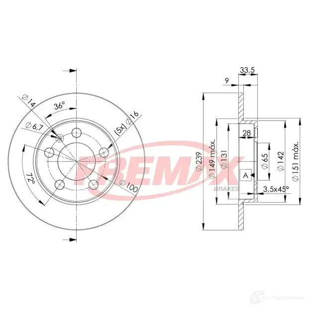 Тормозной диск FREMAX BAH3S PS bd5311 2887218 изображение 0