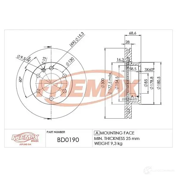 Тормозной диск FREMAX KR V91 bd0190 2886130
