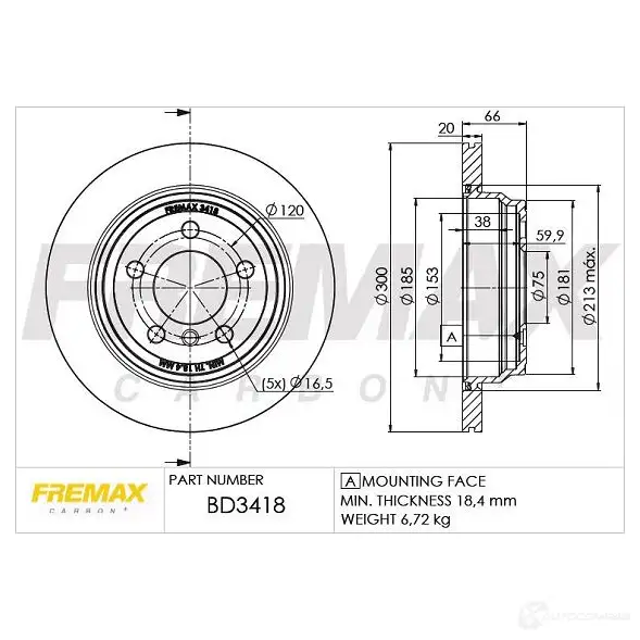 Тормозной диск FREMAX bd3418 2886718 URH 0I