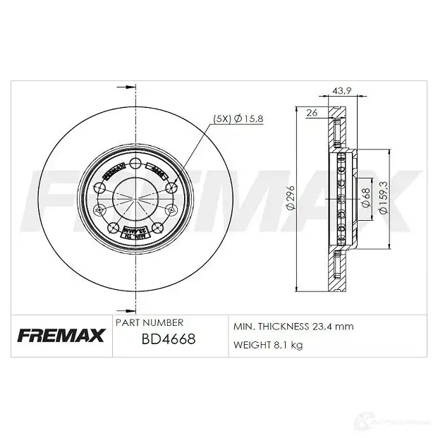 Тормозной диск FREMAX PV OK6VD 1228742091 bd4668 изображение 0