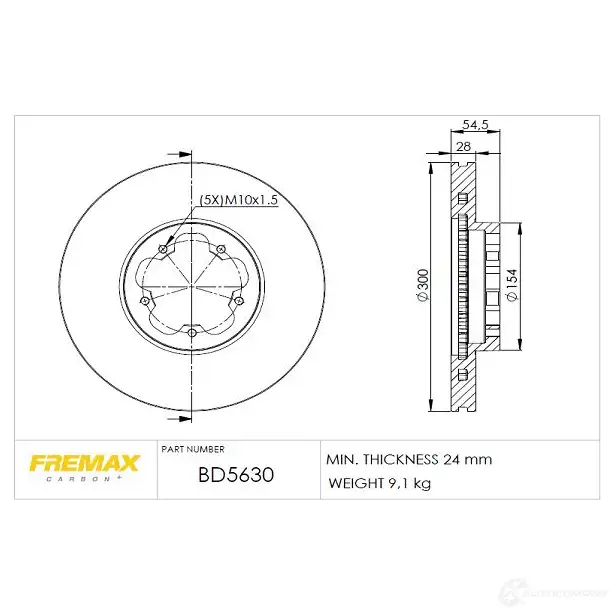 Тормозной диск FREMAX EI AWL3I 2887299 bd5630 изображение 0