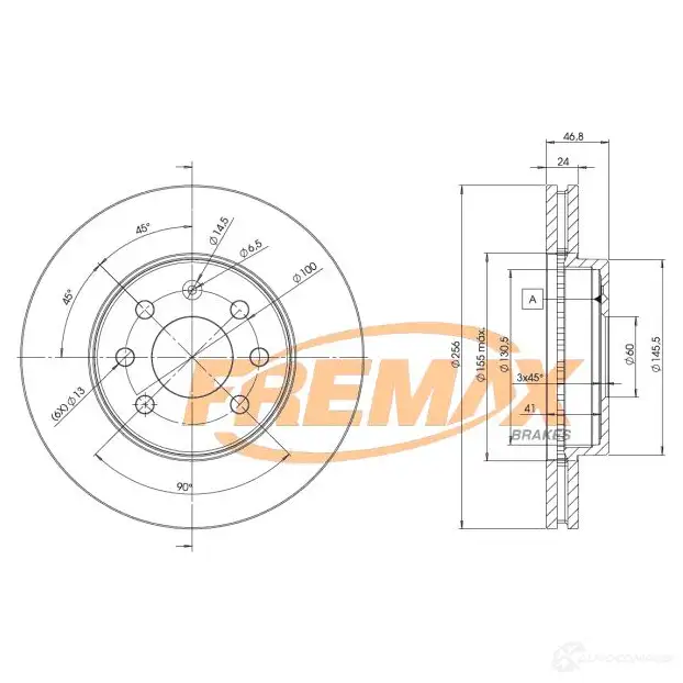 Тормозной диск FREMAX 2886534 bd2836 CT 55TWX