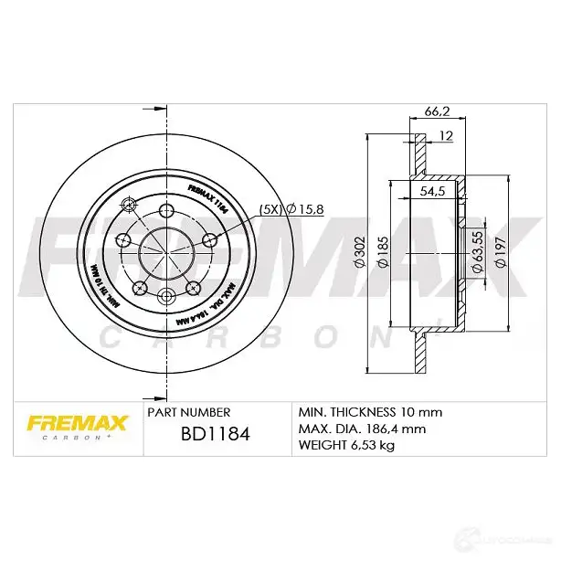 Тормозной диск FREMAX bd1184 2886282 KTB9 O87