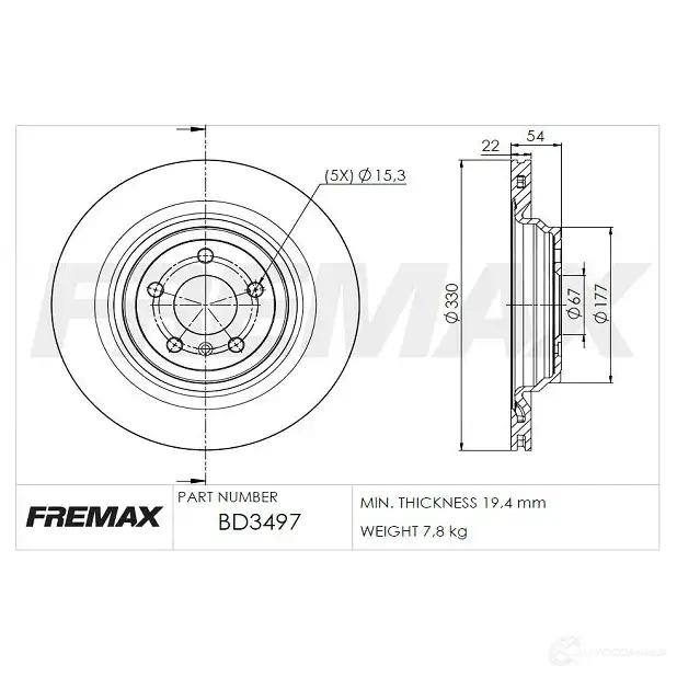 Тормозной диск FREMAX D0T NZ6 2886732 bd3497