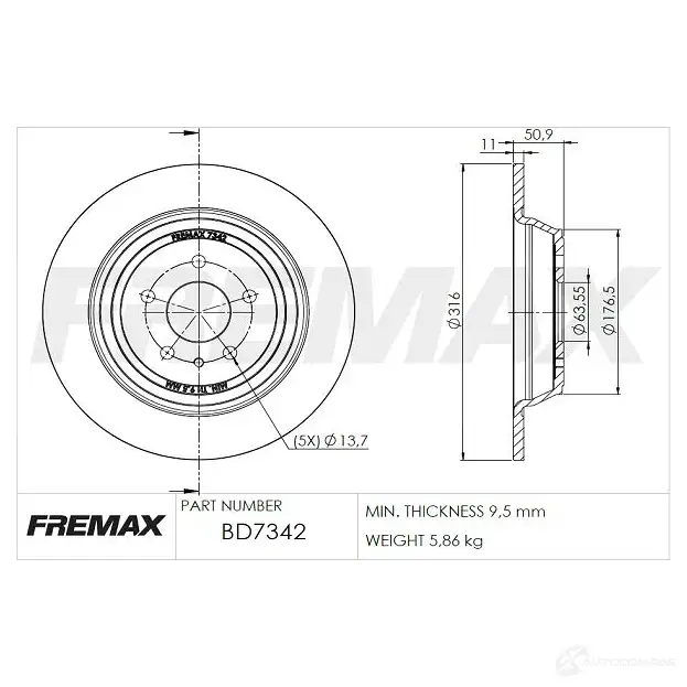 Тормозной диск FREMAX BRC3E6 U 2887562 bd7342 изображение 0