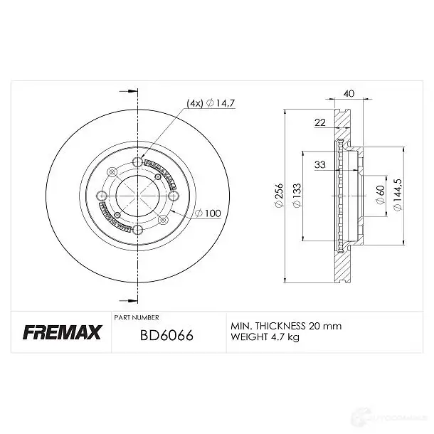 Тормозной диск FREMAX WF VDZB 2887368 bd6066 изображение 0