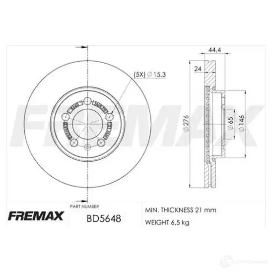 Тормозной диск FREMAX 1424548937 bd5648 Y2H 5NU изображение 1