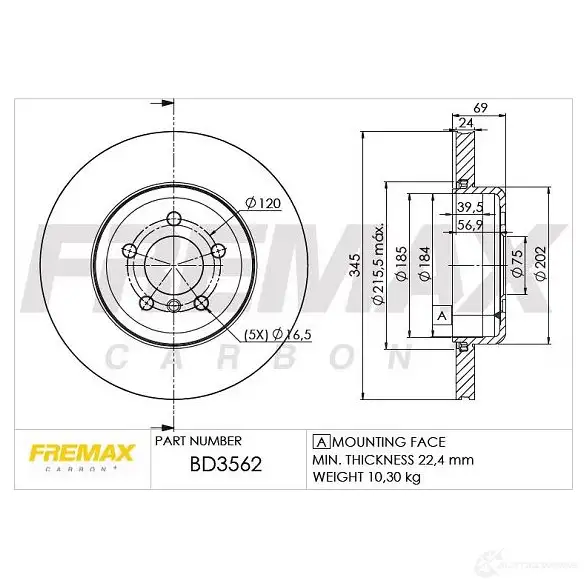 Тормозной диск FREMAX 2886766 FR 0W6 bd3562 изображение 0
