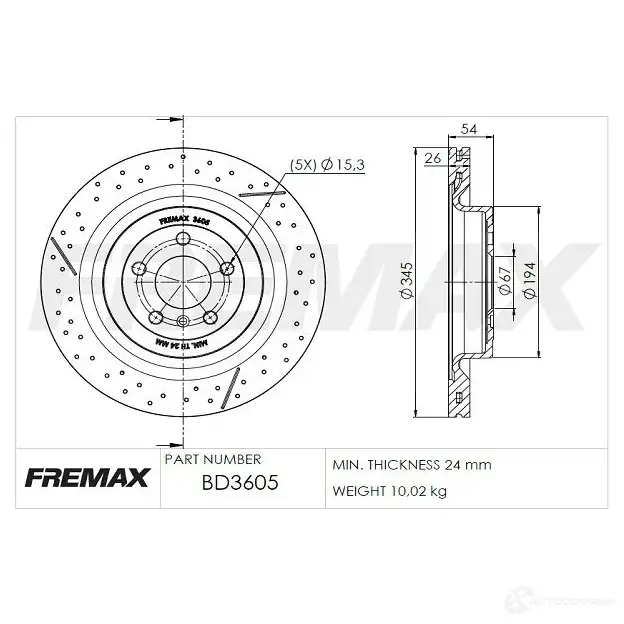 Тормозной диск FREMAX bd3605 2886775 XL4 LPI изображение 0