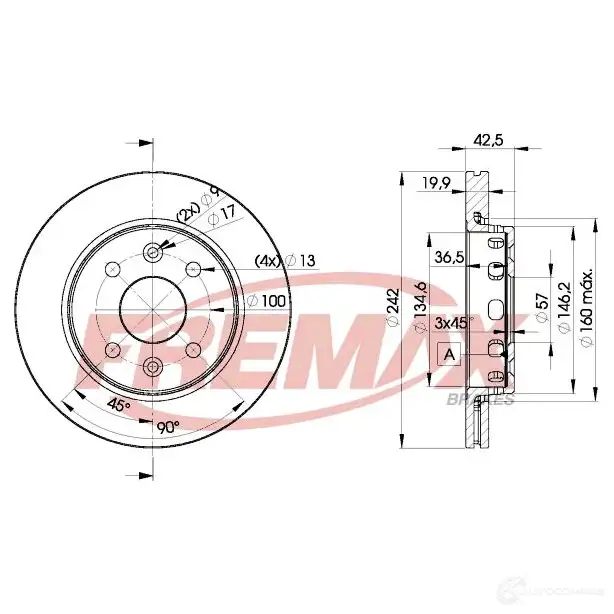 Тормозной диск FREMAX bd3253 02 G9P87 2886639