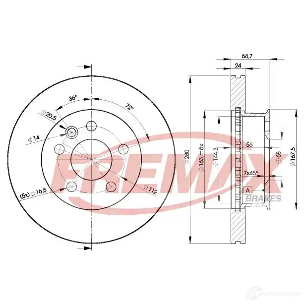 Тормозной диск FREMAX IN3Z ME 2886592 bd3014