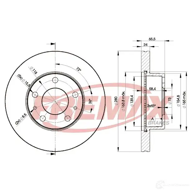 Тормозной диск FREMAX 2887027 bd4681 3SHX ML