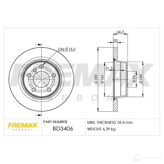 Тормозной диск FREMAX bd3406 0W8Y GV 2886711 изображение 0