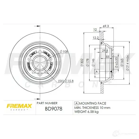 Тормозной диск FREMAX RQR OG4 bd9078 2887744 изображение 0