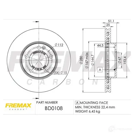 Тормозной диск FREMAX 1T U3I bd0108 2886106 изображение 0