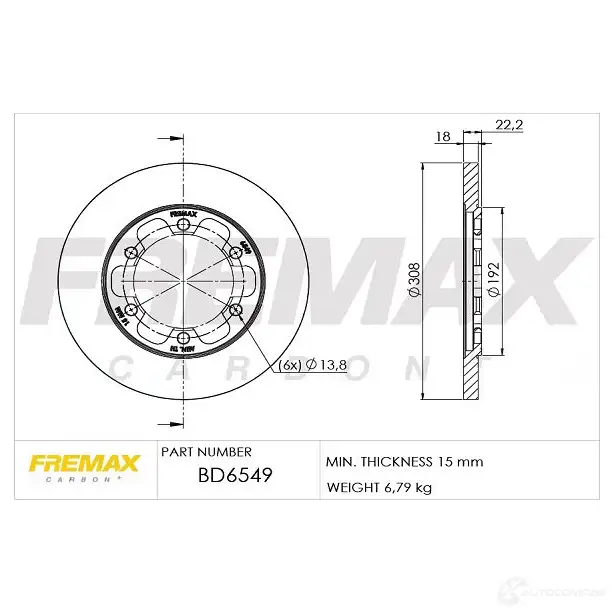 Тормозной диск FREMAX 7JOY 6U 2887455 bd6549 изображение 0