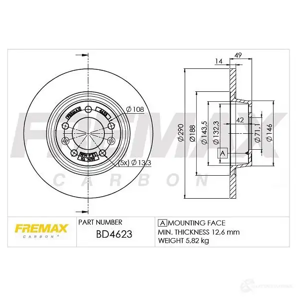 Тормозной диск FREMAX 2887001 bd4623 N4 T4S изображение 0