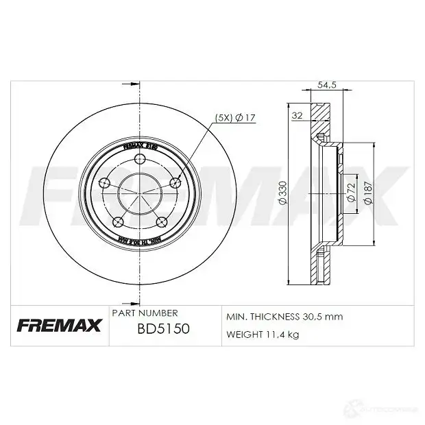 Тормозной диск FREMAX bd5150 WBK1 BDU 1424548931 изображение 0