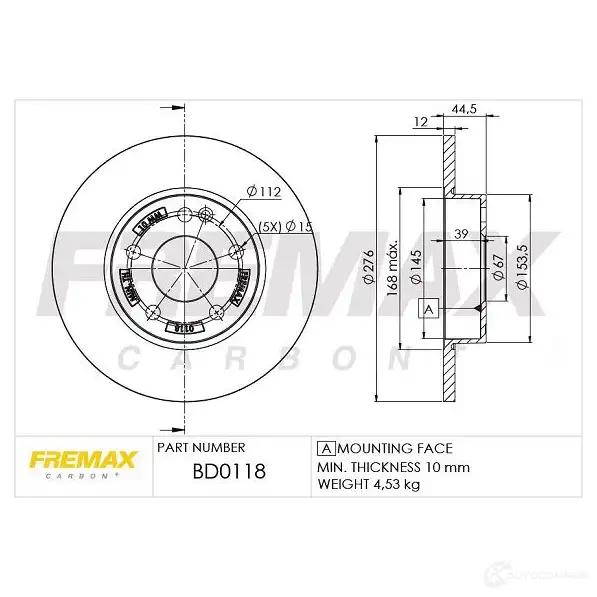 Тормозной диск FREMAX bd0118 EVJ VMUK 2886115 изображение 0