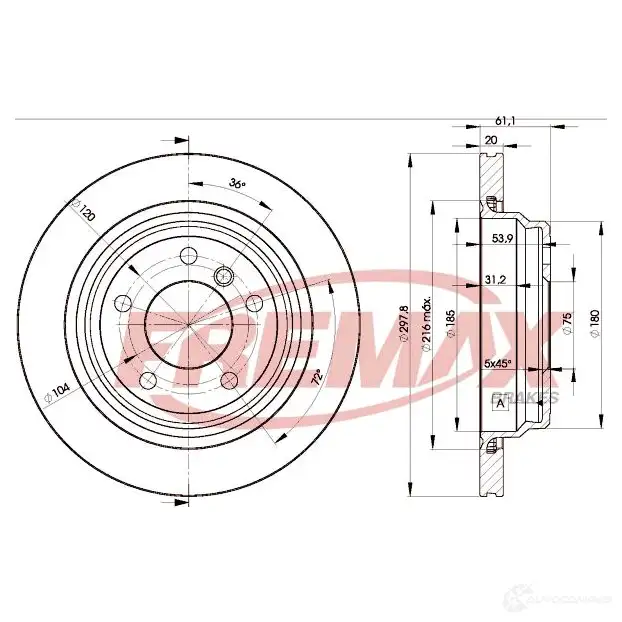 Тормозной диск FREMAX bd3153 2886624 O316W S