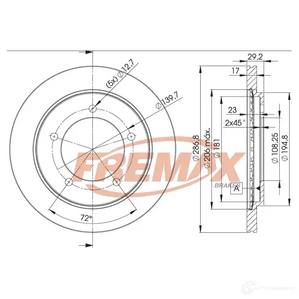Тормозной диск FREMAX SF RPV0 bd2863 2886535