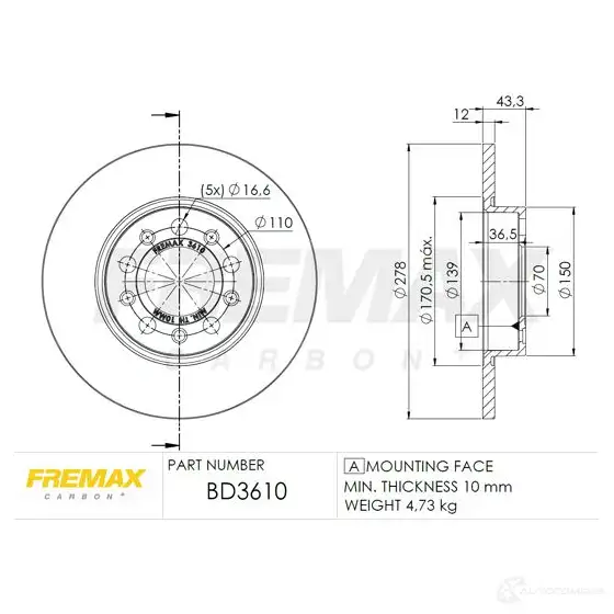 Тормозной диск FREMAX 2886779 7FO7 2 bd3610