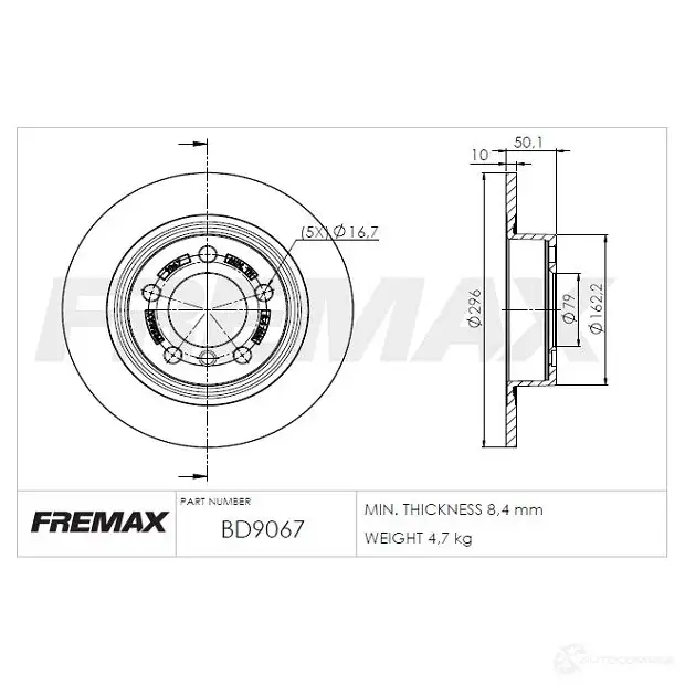 Тормозной диск FREMAX 2887741 bd9067 3UEC6 M5 изображение 0