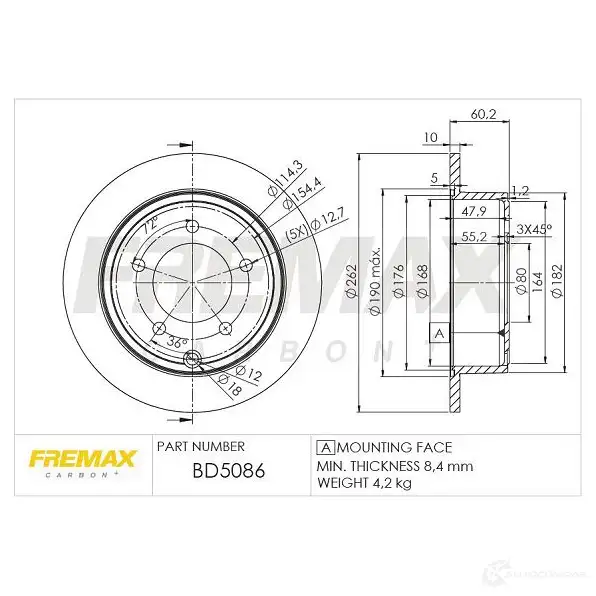 Тормозной диск FREMAX 7ZJ0 P bd5086 2887134 изображение 0