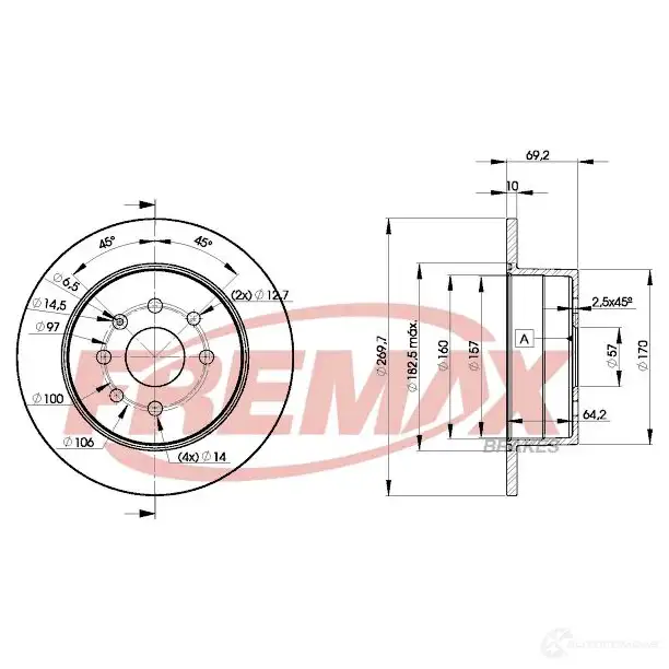 Тормозной диск FREMAX bd9209 2887764 BME18 P изображение 0