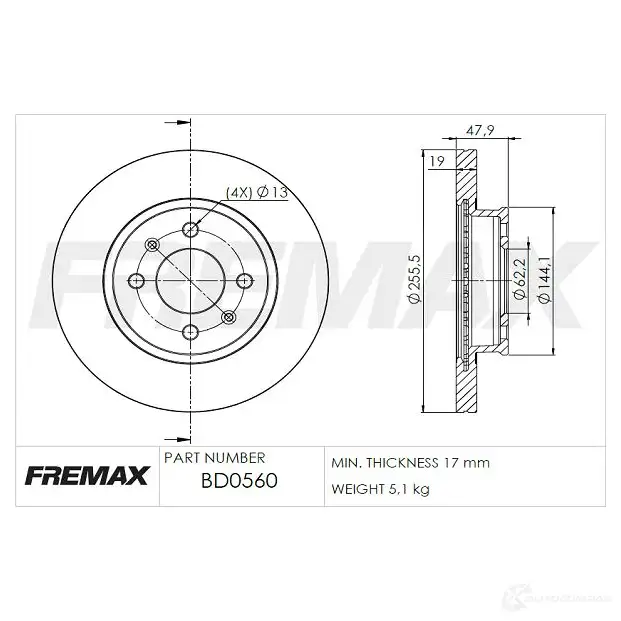 Тормозной диск FREMAX 2886184 0F275 MM bd0560 изображение 0