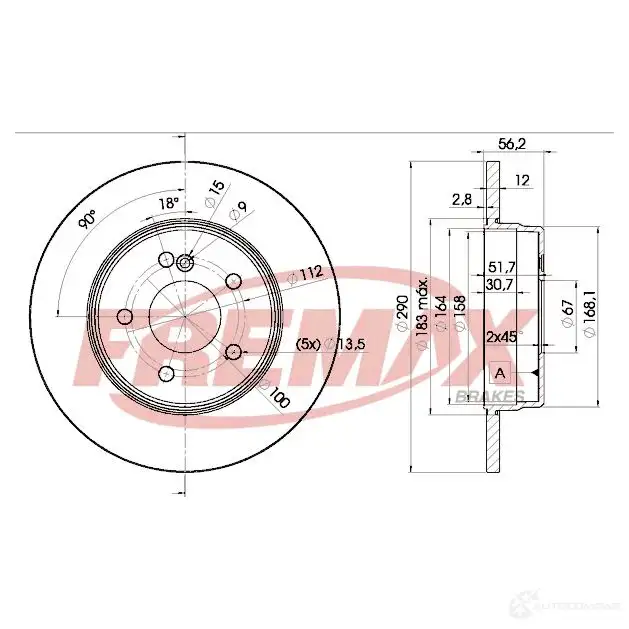 Тормозной диск FREMAX 2886287 bd1213 12HC Y3