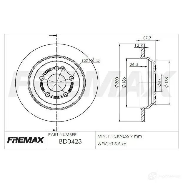 Тормозной диск FREMAX W 01UL bd0423 2886174 изображение 0