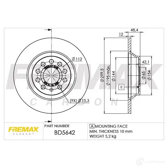 Тормозной диск FREMAX bd5642 5U 6SQ 2887309 изображение 0
