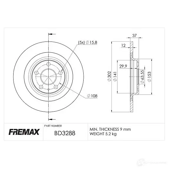 Тормозной диск FREMAX 1424632127 CXI SVVD bd3288 изображение 0