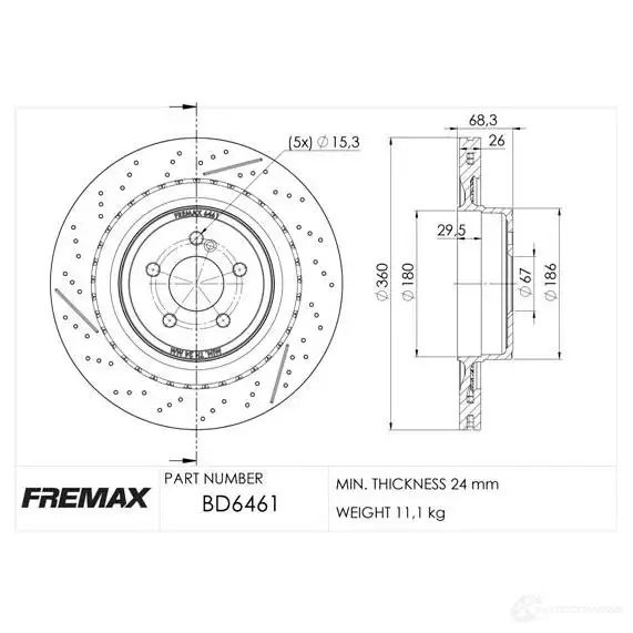 Тормозной диск FREMAX bd6461 PQ 00DNP 1424548947