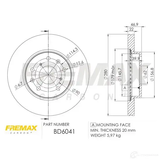 Тормозной диск FREMAX 2887353 Z 5XAP bd6041 изображение 0