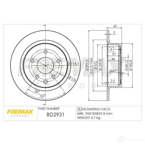 Тормозной диск FREMAX 0 78OL bd2931 2886577 изображение 0