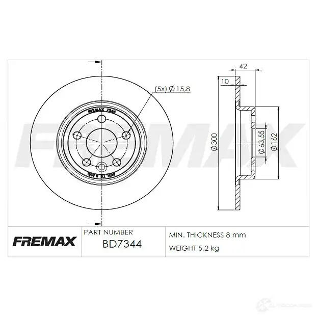 Тормозной диск FREMAX bd7344 2887564 0WRG 7 изображение 0
