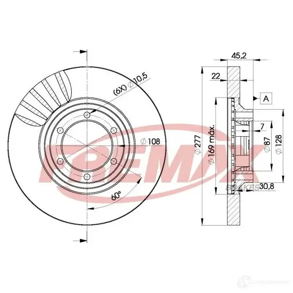 Тормозной диск FREMAX 2887520 8IB 2W6 bd7038