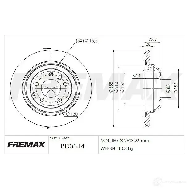 Тормозной диск FREMAX TZ 5ZCM 2886691 bd3344 изображение 0