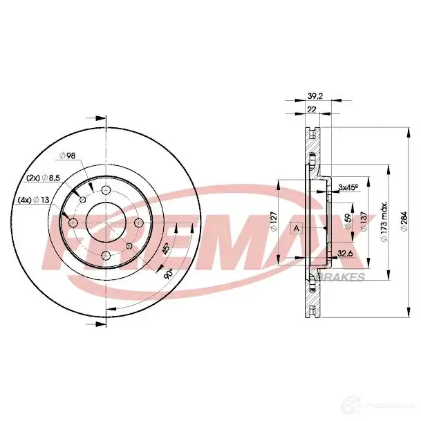 Тормозной диск FREMAX 2887630 bd7947 U4J3 GMA