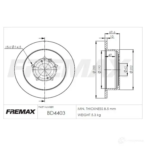 Тормозной диск FREMAX 2886974 CK4 GJS bd4403 изображение 0