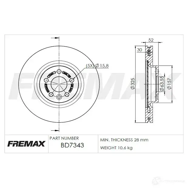 Тормозной диск FREMAX O Y2FS bd7343 2887563 изображение 0