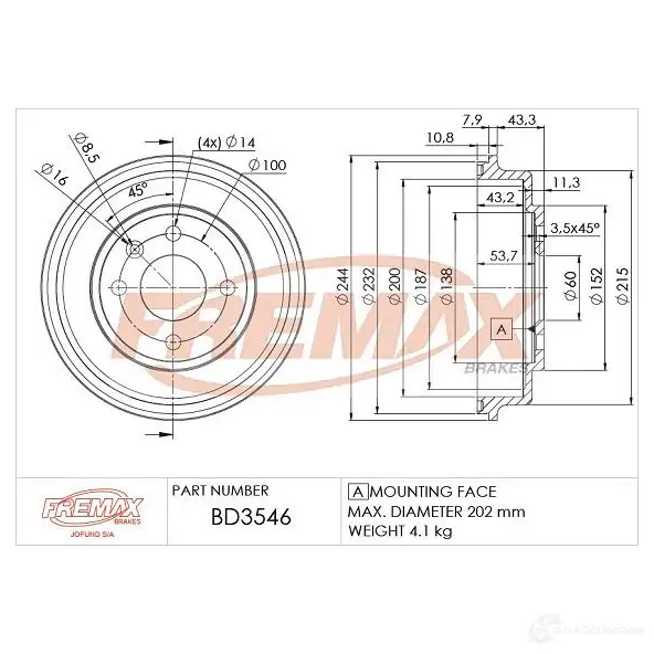 Тормозной барабан FREMAX DVZ 2N bd3546 2886755 изображение 0