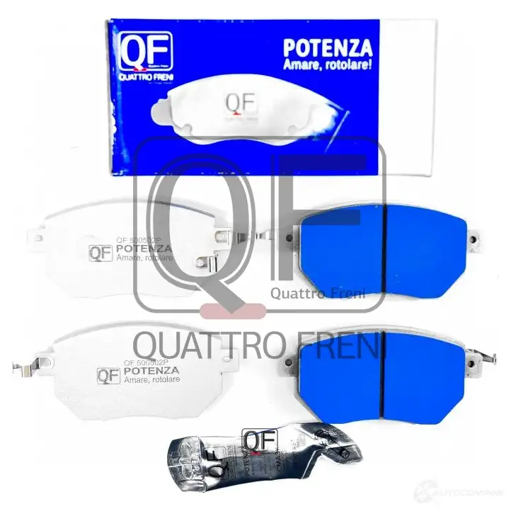 Колодки тормозные дисковые спереди с механическим датчиком potenza premium series QUATTRO FRENI QF500502P 1439953084 JUU BK - Изображение 1