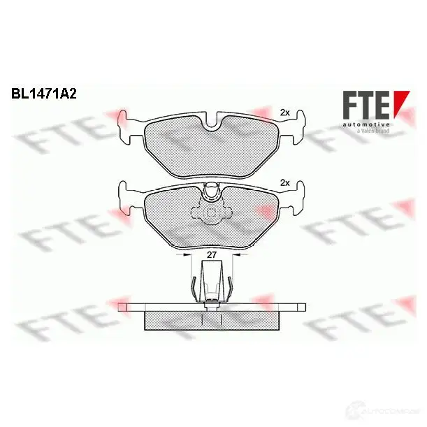 Тормозные колодки дисковые, комплект FTE 2 1690 BL1471A2 604536 21691