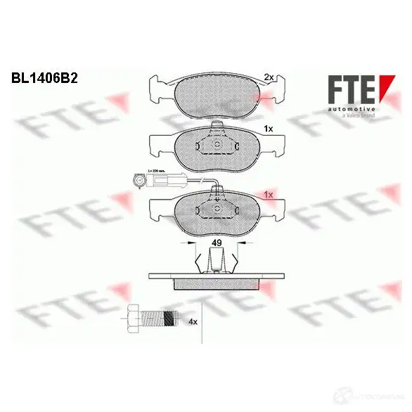 Тормозные колодки дисковые, комплект FTE 21931 604480 219 30 BL1406B2 изображение 0