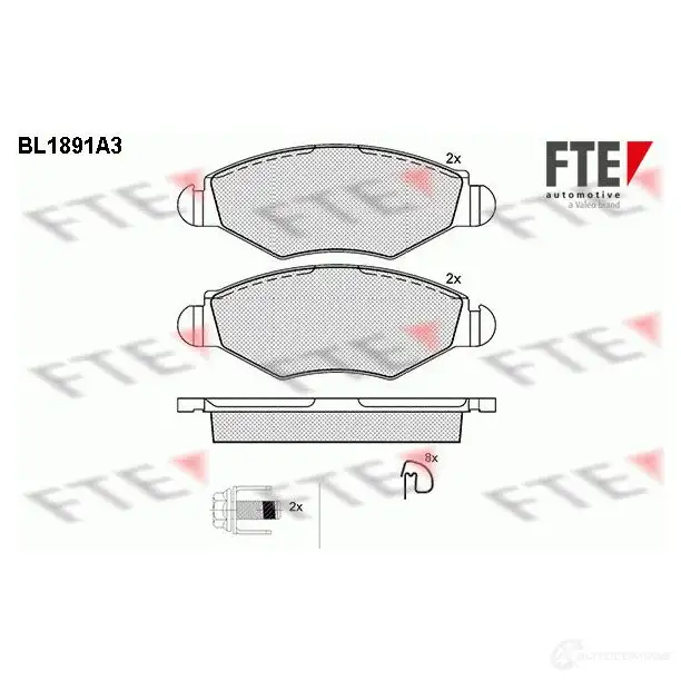 Тормозные колодки дисковые, комплект FTE 23598 2359 7 604986 BL1891A3 изображение 0