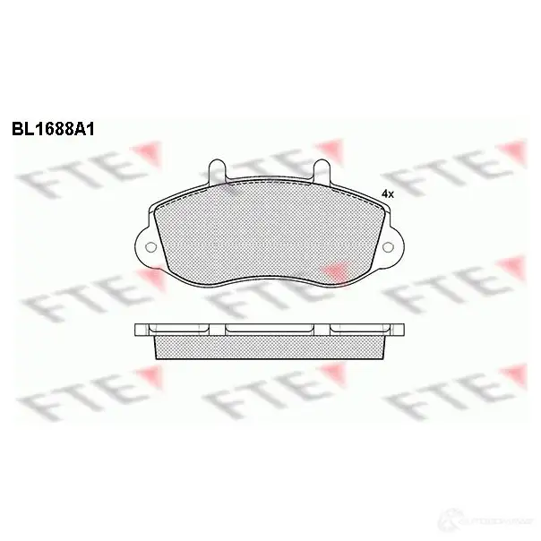 Тормозные колодки дисковые, комплект FTE 2 3302 HRU4UJ BL1688A1 604709 изображение 0