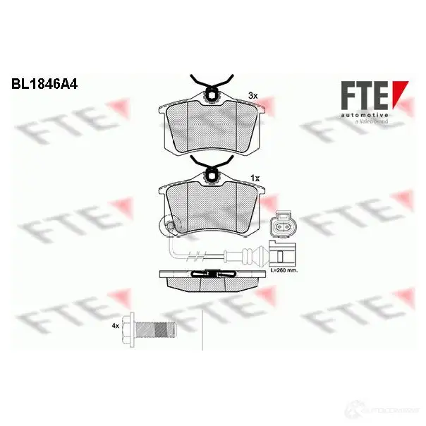Тормозные колодки дисковые, комплект FTE 2 0960 23390 604920 BL1846A4 изображение 0